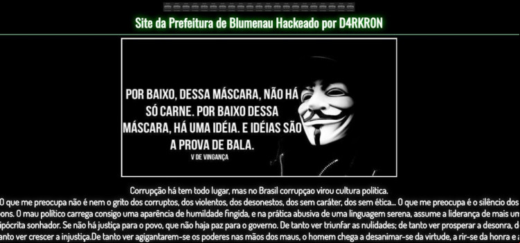 Hackers invadem prefeitura de Blumenau